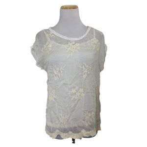 Boho Chic Ethereal Semi Sheer Embroidered Silk Blend Top Womens S Floral Italy